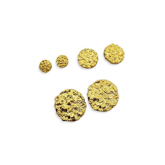Solid 24K Yellow Gold Round Nugget Earrings All Sizes small