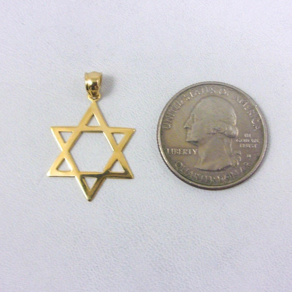 Solid 18K Yellow Gold Star of David Pendant Medallion, 1.1 grams, Jewish,  3/4