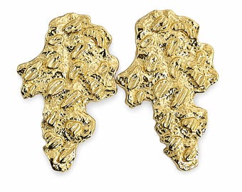 Solid 14K Yellow Gold Mens Nugget Earrings, All Sizes (Small, Medium, Large)