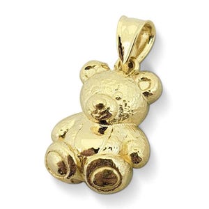 Vero ciondolo a forma di orsetto in oro giallo 10K, piccolo ciondolo a forma di orsetto in oro, grazioso gioiello a forma di orsetto, regalo per bambini, ciondolo a forma di orsetto in oro