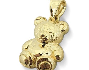 Echte 10 karaats geelgouden teddybeerhanger, kleine gouden berenhanger, schattig teddybeersieraad, kindercadeau, gouden berenhanger