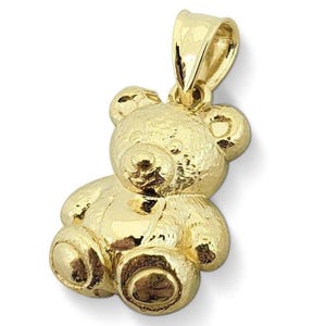 Solid 14K Yellow Gold Teddy Bear Pendant Charm, Small Gold Bear Charm, Cute Teddy Bear Jewelry, Kids Gift, Gold Bear Pendant