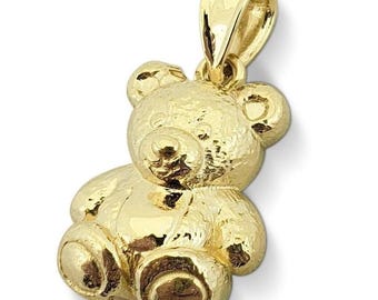 Massief 14 karaats geelgouden teddybeerhangertje, klein gouden berenhangertje, schattig teddybeersieraad, kindercadeau, gouden berenhangertje