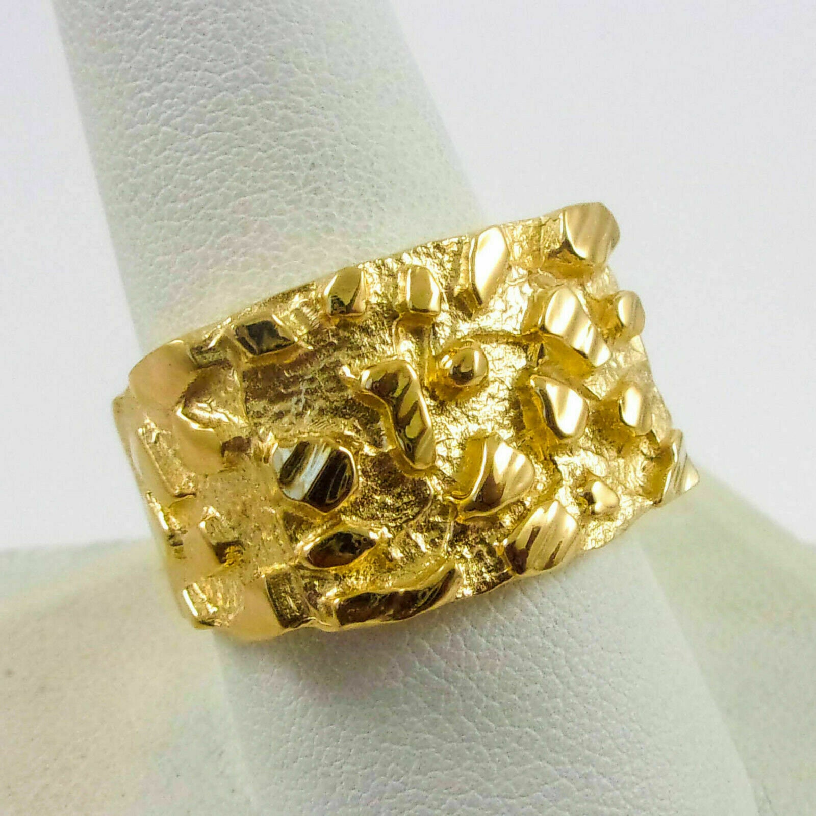 Solid 18K Yellow Gold Mens Nugget Ring Diamond Cut Heavy Wide Etsy Australia