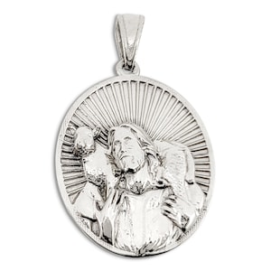 Solid 10K White Gold Jesus Shepherd Pendant, Gold Lamb Of God Pendant, Gold Jesus Pendant, The Good Shepherd