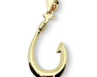 Real 14K Yellow Gold Fish Hook Pendant All Sizes Hawaiian Fish Hook Jewelry, Hawaiian Makau, Hei Matau, Polynesian Pendant Real 14K Yellow Gold Fish Hook Pendant All Sizes Hawaiian Fish Hook Jewelry, Hawaiian Makau, Hei Matau, Polynesian Pendant