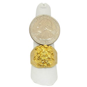 Solid 24K Yellow Gold Extra Large Diamond Cut Mens Nugget Ring, Size 5 - 11 image 3