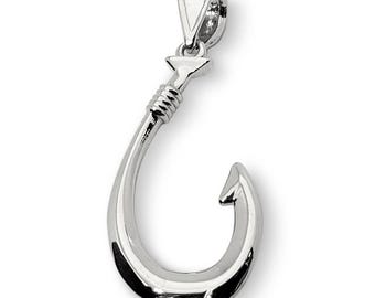 Collar Hawaiano De Anzuelo 3D En Acero Inoxidable - Diseño Grande Y Moderno Para Hombre, Ideal Como Regalo
