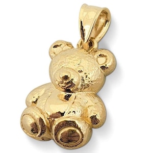 Solid 18K Yellow Gold Teddy Bear Pendant Charm, Small Gold Bear Charm, Cute Teddy Bear Jewelry, Kids Gift, Gold Bear Pendant
