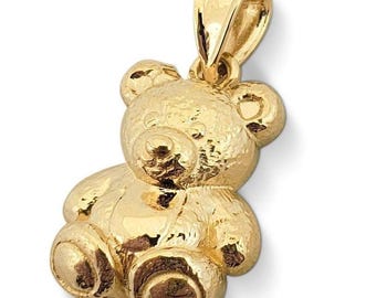 Massief 18 karaats geelgouden teddybeerhangertje, klein gouden berenhangertje, schattig teddybeersieraad, kindercadeau, gouden berenhangertje