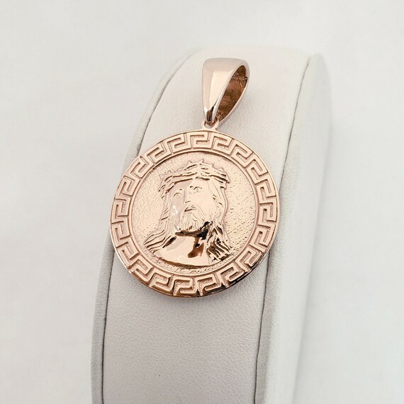Solid 10K Rose Gold Jesus Pendant Gold 