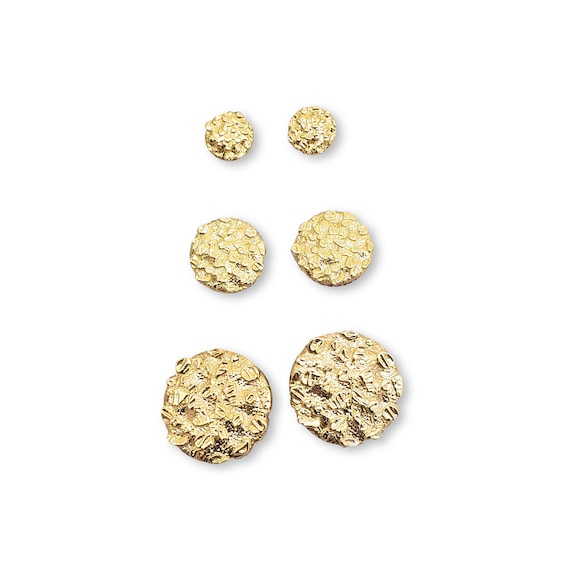 Solid 18K Yellow Gold Round Nugget Earrings All Sizes small Medium Large Etsy Canada
