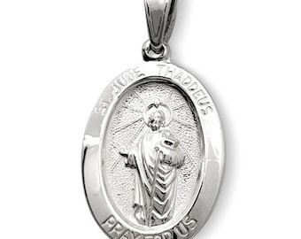 St Jude Oval Necklace Saint Medallion Baptism Christening 14K Solid ...