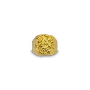 Solid 24K Yellow Gold Extra Large Diamond Cut Mens Nugget Ring, Size 5 - 11 image 7