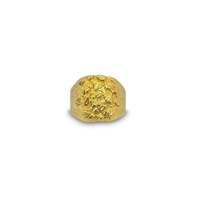 Solid 24K Yellow Gold Extra Large Diamond Cut Mens Nugget Ring, Size 5 - 11 image 7