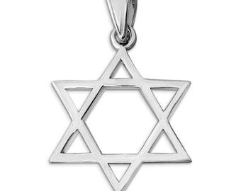 Solid 10K White Gold Star of David Pendant Gold Magen David Pendant, 3 Sizes