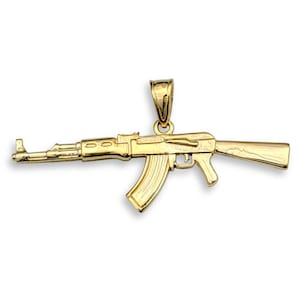 18KイエローゴールドAK-47ペンダント、本物の金製ガンペンダントAK47