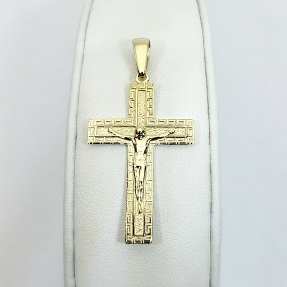 Solid 10K Yellow Gold Cross Pendant 