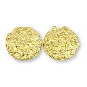 Solid 18K Yellow Gold Round Nugget Earrings, All Sizes (Small, Medium, Large)