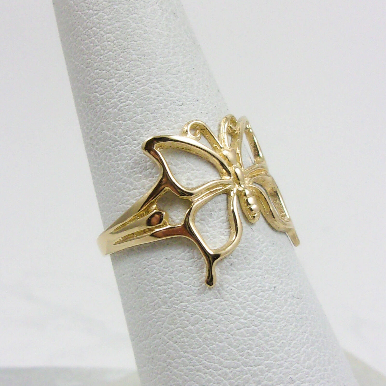 Solid 14K Yellow Gold Butterfly Ring Large Pierced Butterfly Etsy