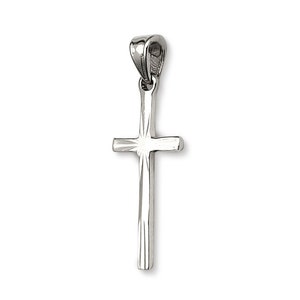 Solid 10K White Gold Classic Handmade Starburst Gold Cross Pendant, 0.9″ long