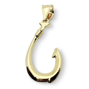 Real 10K Yellow Gold Fish Hook Pendant All Sizes Hawaiian Fish Hook Jewelry, Hawaiian Makau, Hei Matau, Polynesian Pendant