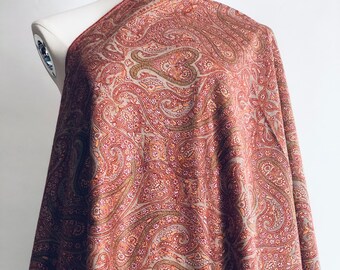 Authentic Kashmir Sozni Jamawar Silk Embroidery Pashmina Shawl, Antique Design 40x80''