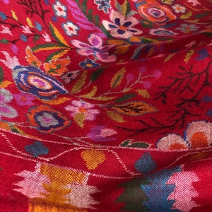 Maroon Floral Design Kani Pashmina Shawl, Gift For Her