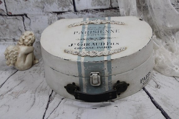 VINTAGE INSPIRED Hat Box,upcycled Wooden Box,french Chic