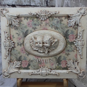 Shabby Chic Angel Wall Decor: Vintage Decoupage Plaster Frame