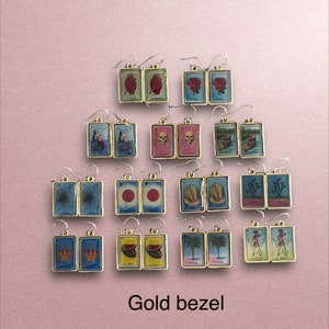 Lotería earrings | Mexican jewelry | Handmade lotería earrings | bezel resin earrings