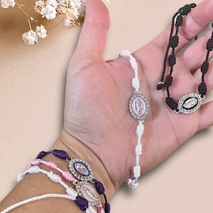 Virgin Mary bracelet | pulsera Virgen de Guadalupe | rosary knot bracelet | religious bracelet | Mexican bracelet | adjustable cord bracelet