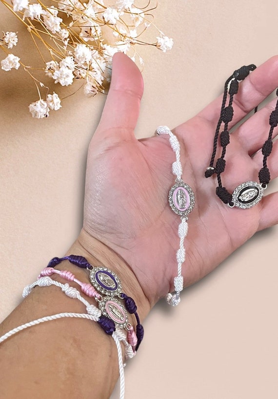 Virgin Mary bracelet | pulsera Virgen de Guadalupe | rosary knot bracelet | religious bracelet | Mexican bracelet | adjustable cord bracelet