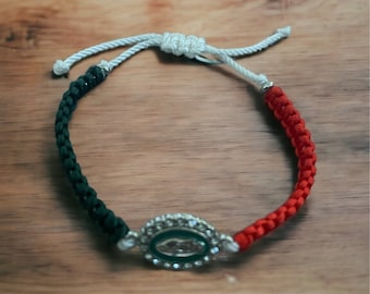 Virgin Mary bracelet | Mexican bracelet | square knot | tricolor bracelet | pulsera Virgen de Guadalupe