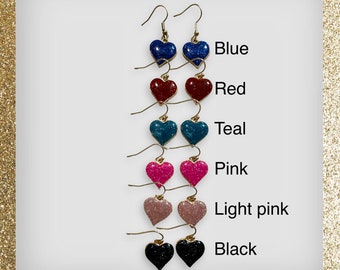 Enamel Heart Earrings | gold plated enamel charm earrings | 14k gold filled hooks | heart earrings | heart charm earrings| Valentine’s Day