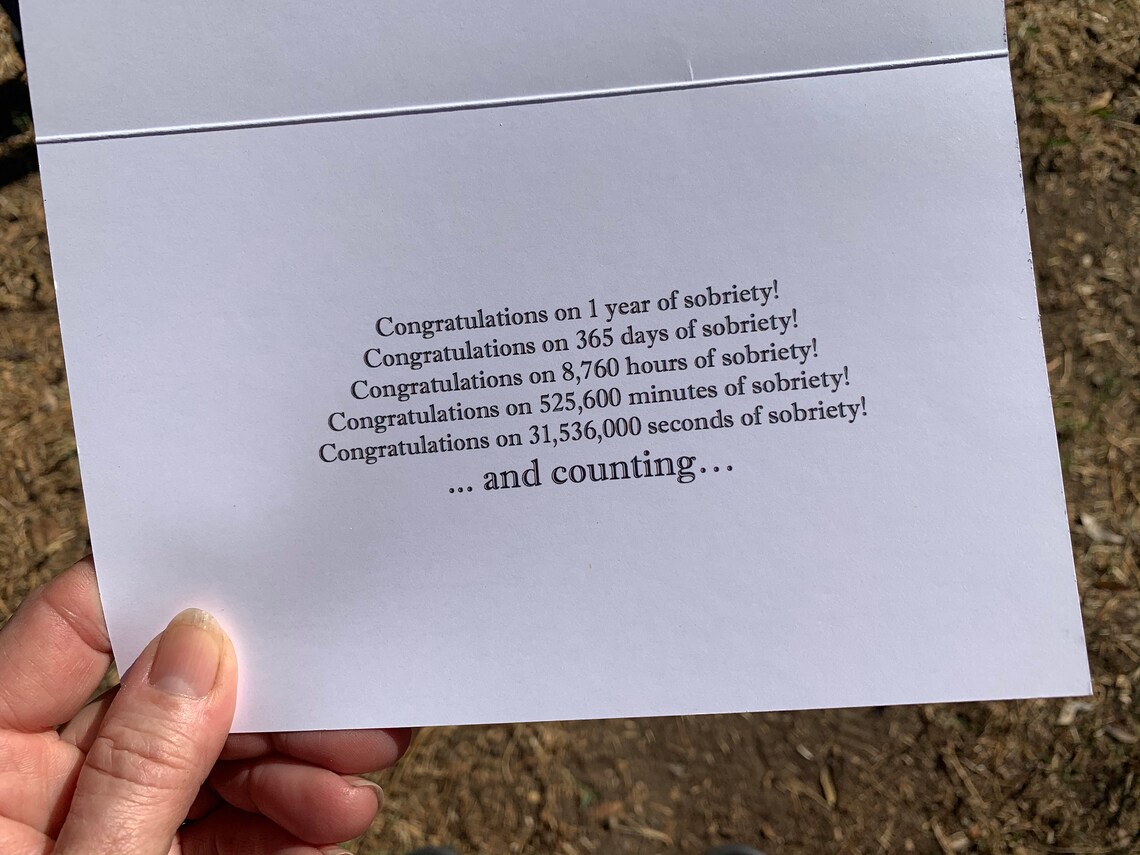 1 Year Sober Birthday Card, Sobriety Card, Sober Anniversary Card ...