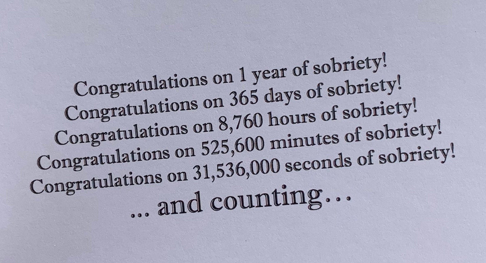 1 Year Sober Birthday Card, Sobriety Card, Sober Anniversary Card ...