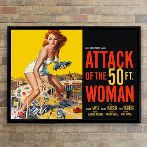 Vintage Film Poster, Attack of the 50ft Woman, 1958, Art Poster, Retro, Vintage, Decor, Wall Art, Home Decor, High Quality Art Print