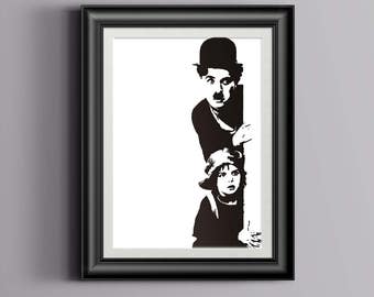 チャーリー・チャップリンのカラー写真、キッド、面白いポスター