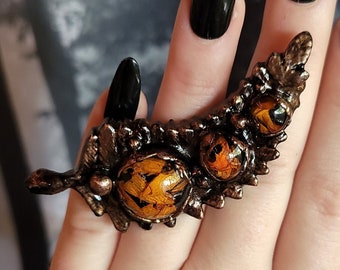 Size 6 Autumn Leaf Orange October Fall Elven Enchanted Forest Nature Witch Forest Ring