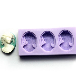 3- Cavity Lady Cameo Harz Form Fondant Silikonform Harzform Polymer Clay form F0082