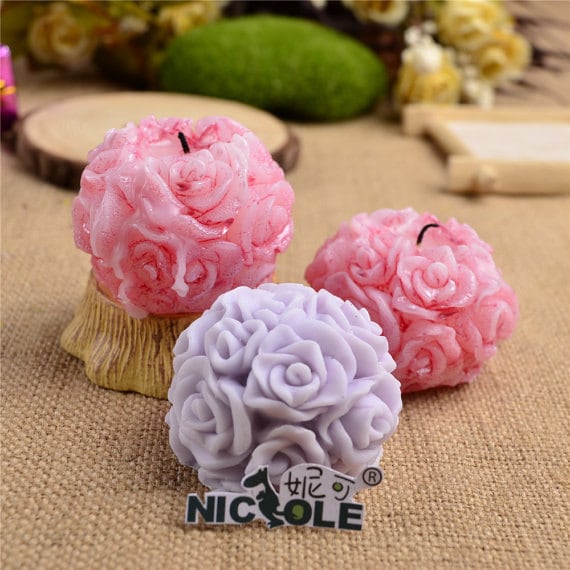 3D Big Rose Flower Ball Candle Mold Soap Mould Flexible Silicone Mold LZ0105