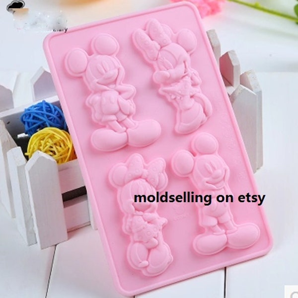 Mickey And Minnie Cake Mold Soap Mold Silicone Mold Biscuit Mold Baking Tool Fondant Mold Resin Fimo Mold Jelly Mold