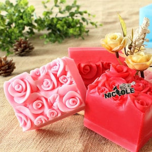 Rose Bar Loaf Soap Mold Silicone Mold Soap Mould Toast  Cake Baking Molds D0016