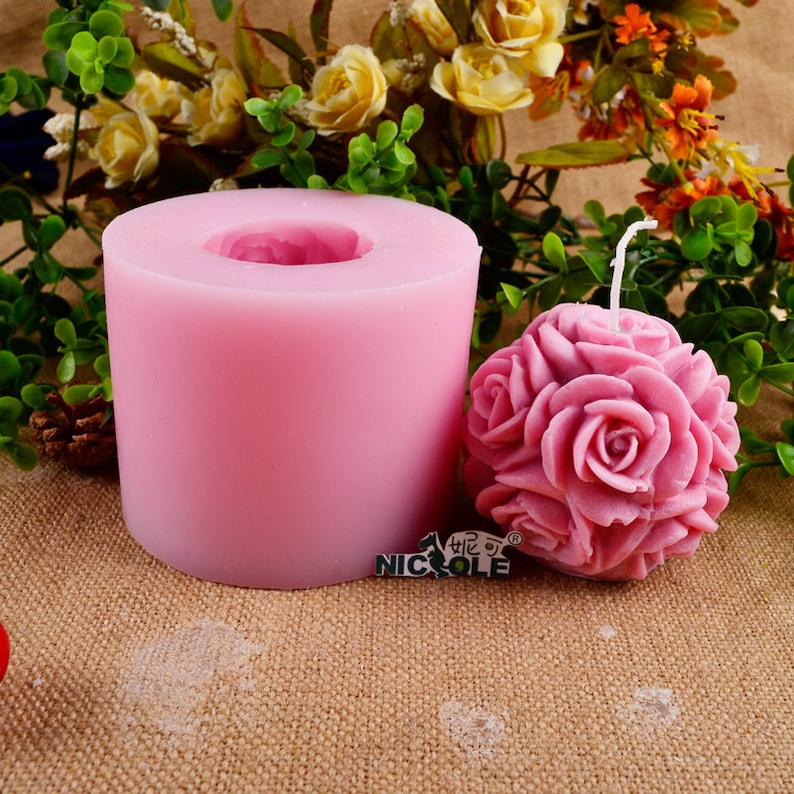 3D Big Rose Flower Ball Candle Mold Rose Soap Mold Silicone Etsy