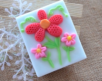 Flower Rectangle Soap Mold Flexible Silicone Mold Candy Chocolate Mold Polymer Clay Mold Resin Mold Baking Tools R0001