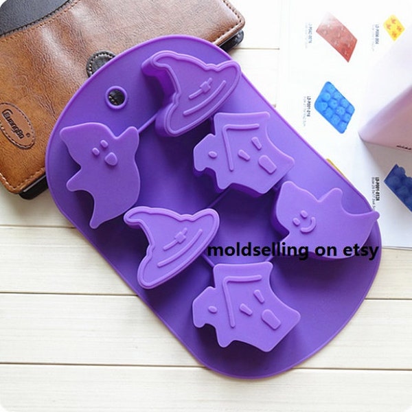 6-Goast Hallowmas Halloween Soap Mold Cake Mold Silicone Mold Soap Mould Biscuit Mold Baking Tool DIY Bakeware