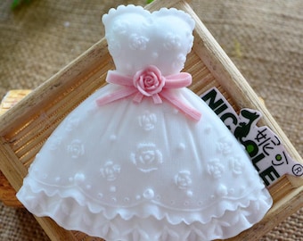Girl Dress Wedding Fondant  Flexible Silicone Mould Soap Mold Silicone Mold resin mold Polymer Clay mold  F0799