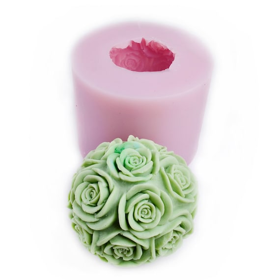 3D Big Rose Flower Ball Candle Mold Soap Mould Flexible Silicone Mold LZ0105