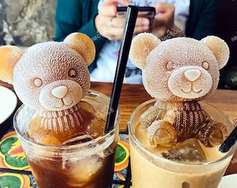 Bear Dog Puppy Ice Mold  Ice Tray Flexible Silicone Mold DIY Mold Handmade Jewelry Mold Polymer Clay Resin coffee milk tea mousse creative